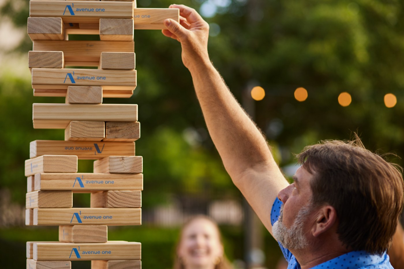 Placing a branded block on a tower