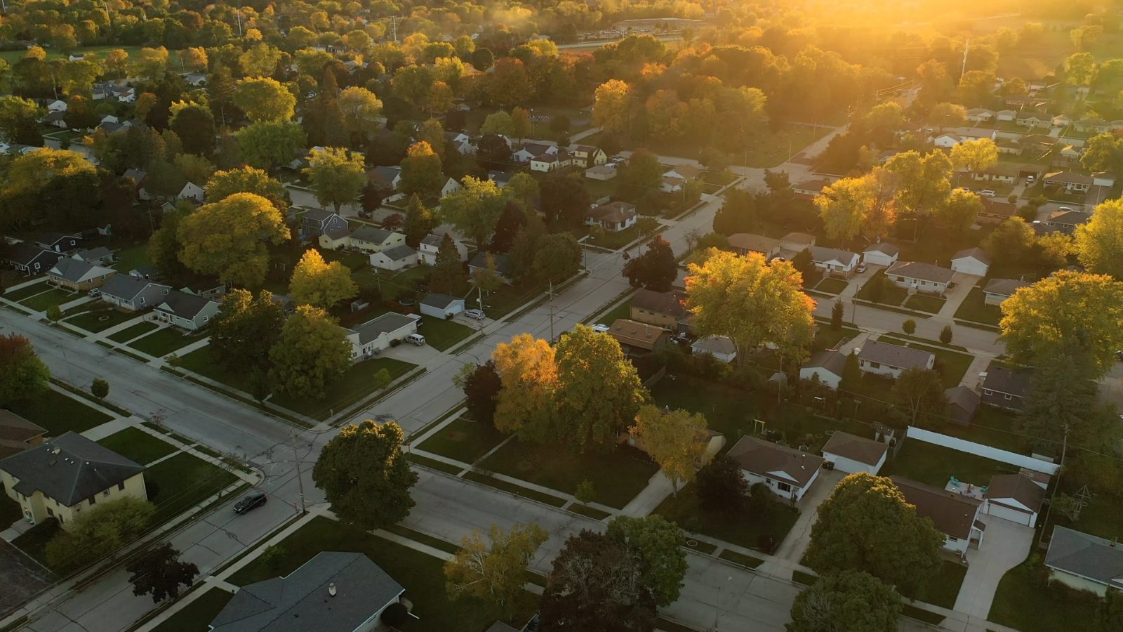 Aerial view of a new home community